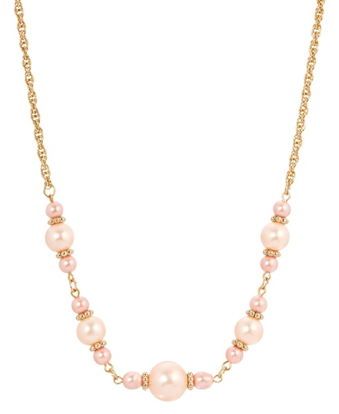 Pink Imitation Pearl Beaded Necklace