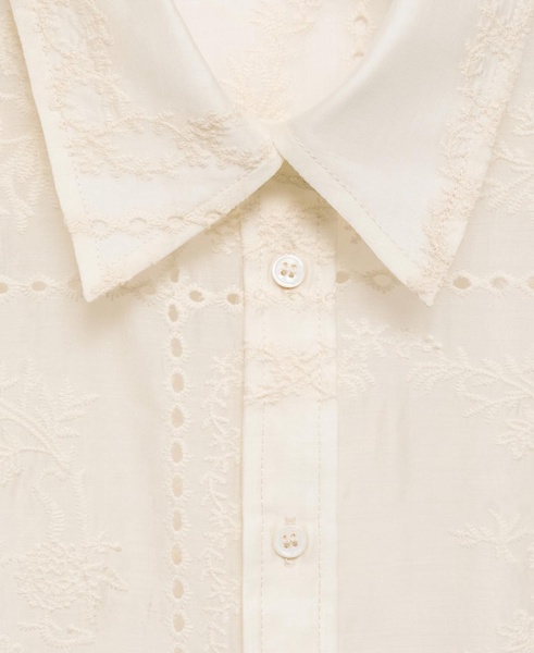 Women's Floral Embroidery Lyocell Shirt