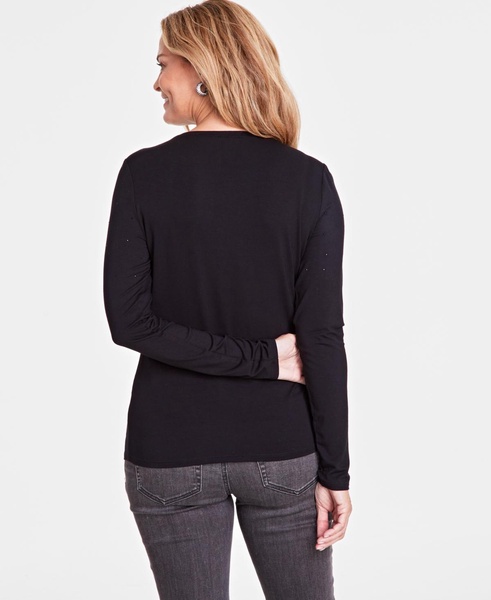 Women's Raining Crystals Long-Sleeve Top, Created for Macy's