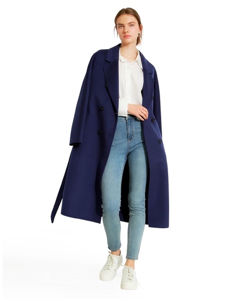 Women's Boss Girl Double-Breasted Lined Wool Coat