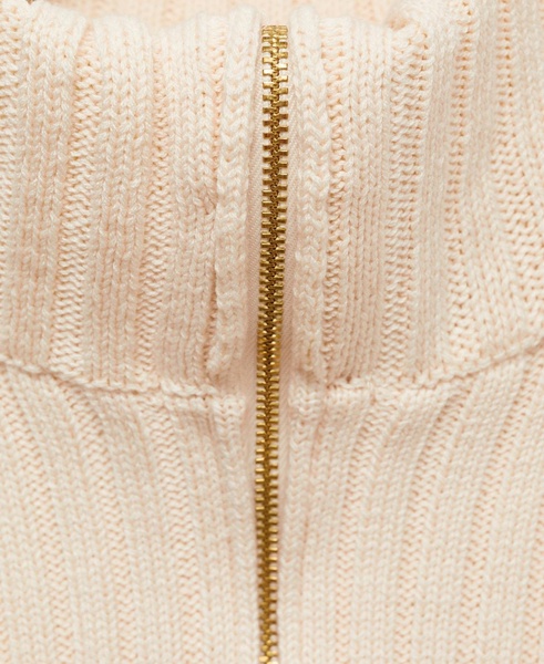 Women's Zipper Detail Combined Ribbed Sweater