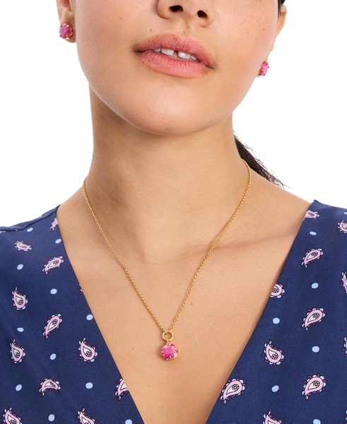 Gold-Tone Pop of Joy Spade Flower Pendant Necklace, 16" + 3" extender