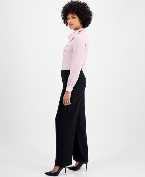 Women's High Rise Wide-Leg Crepe Pants, Exclusively at Macy's