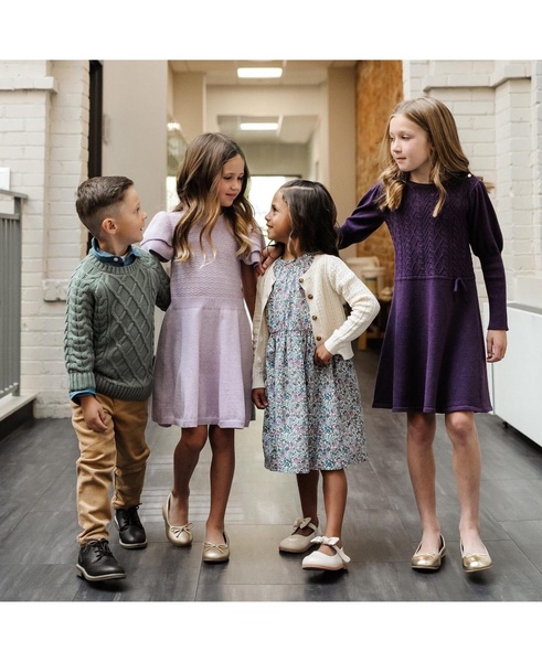 Toddler Girls Organic Ruffle Edge Puff Sleeve Dress