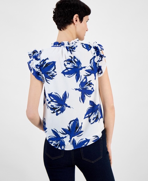 Women's Floral-Print Ruffle-Sleeve Blouse
