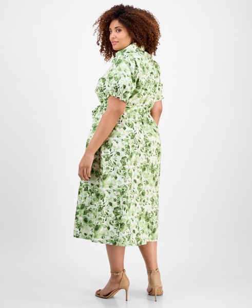 Plus Size Cotton Puff-Sleeve Cotton Dress