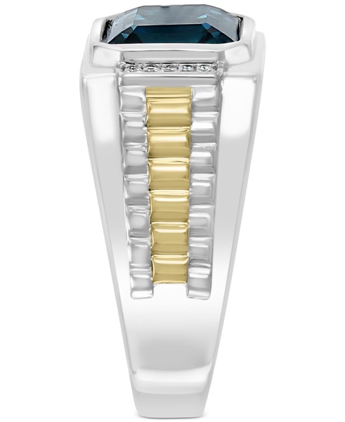 EFFY® Men's London Blue Topaz (5-5/8 ct. t.w.) & Diamond (1/10 ct. t.w.) Ring in Sterling Silver & 18k Gold-Plate