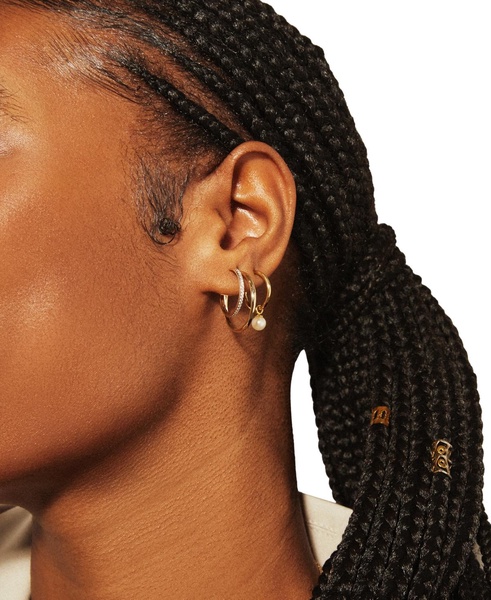 Diamond Double Small Hoop Earrings (1/4 ct. t.w.) in Gold Vermeil, Created for Macy's