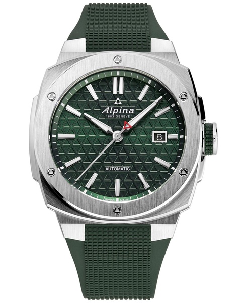 Men's Swiss Automatic Alpiner Green Rubber Strap Watch 41mm