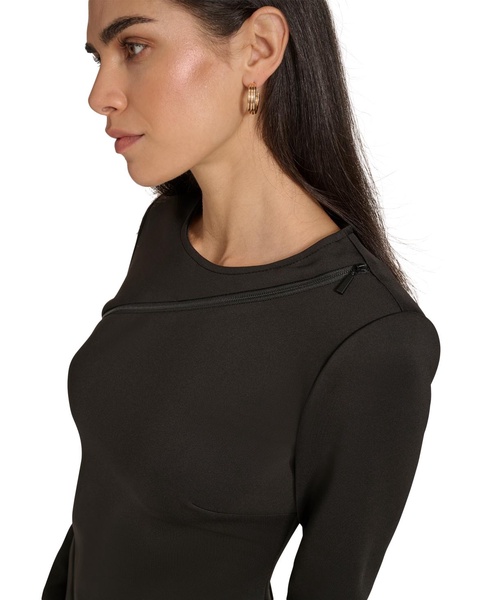Women's Exposed-Zipper Scuba Sheath Dress
