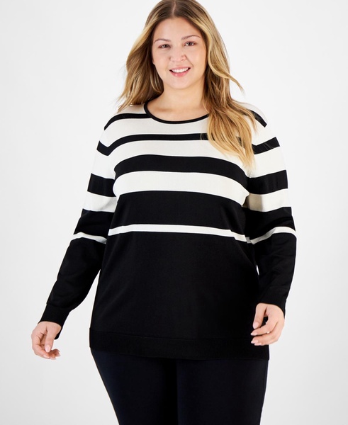 Plus Size Variegated-Stripe Sweater