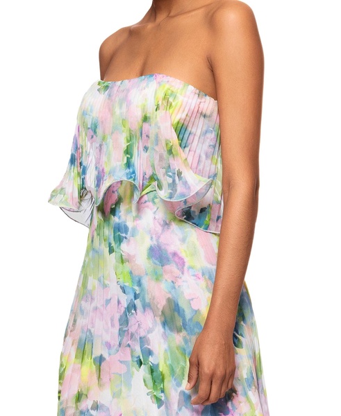 Women's Printed Pleated Strapless Gown