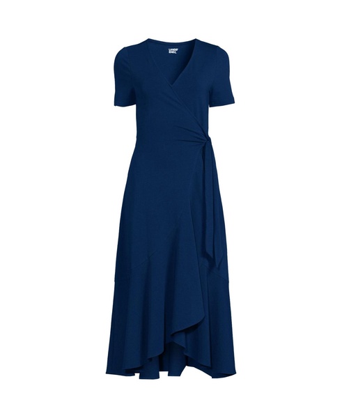 Women's Cotton Modal Vneck Wrap Midi Dress