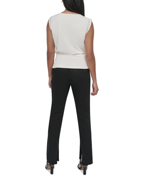 Petite Sleeveless Draped-Front Blouse