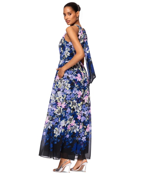Petite Printed Halter Sleeveless Wide-Leg Jumpsuit