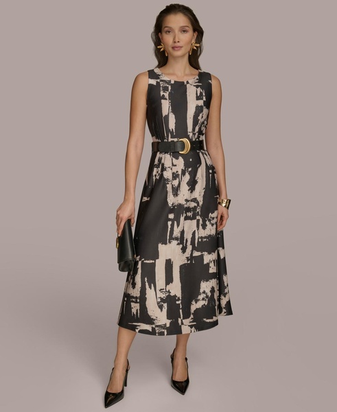 Women's Printed Belted A-Line Dress