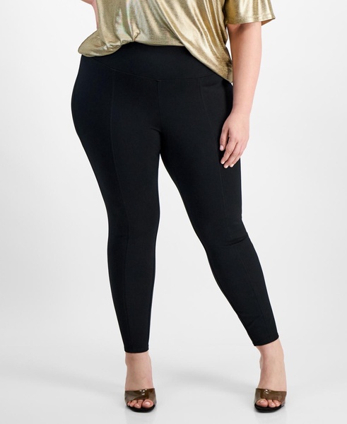 Trendy Plus Size High-Rise Seam-Front Leggings, Created for Macy's
