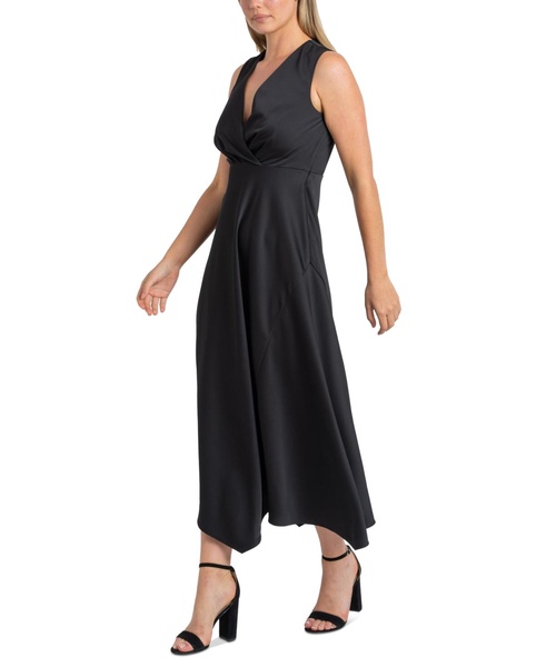 Women's V-Neck Asymmetric-Hem A-Line Dress