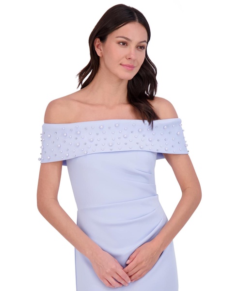 Women's Off-The-Shoulder Faux-Pearl-Embellished Evening Gown