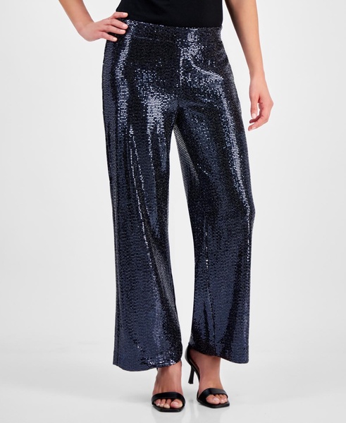 Petite Pull-On Wide-Leg Sparkle Pants