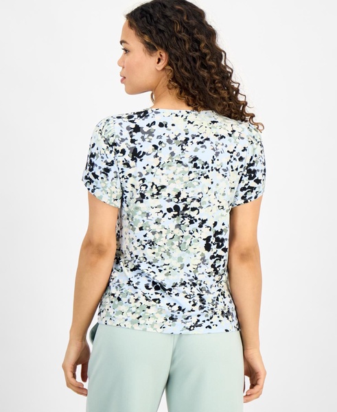 Women's Printed Crewneck Tulip-Sleeve Top