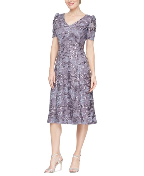 Women's Sequined Embroidered Fit & Flare Dress