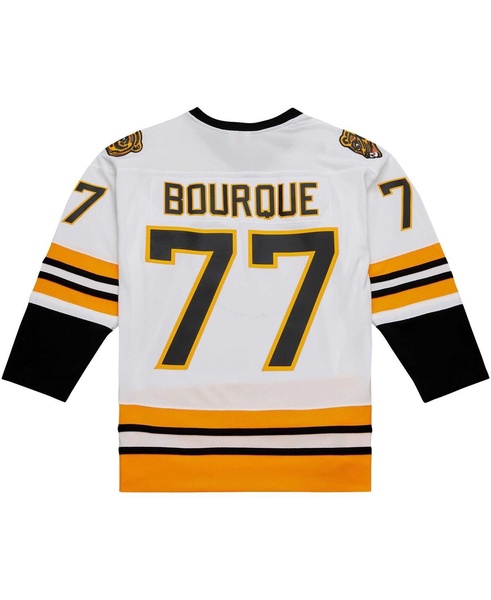 Men's Ray Bourque White Boston Bruins Captain Patch 1989/90 Blue Line Player Jersey
