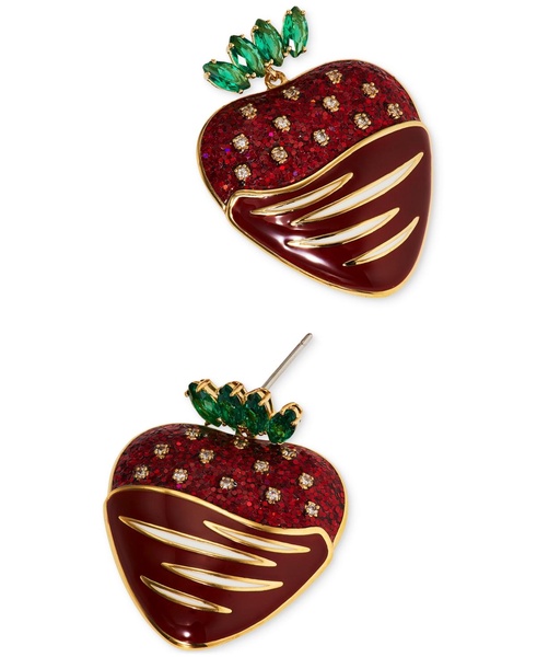 by Nadri 18k Gold-Plated Mixed Stone Chocolate-Covered Strawberry Drop Earrings