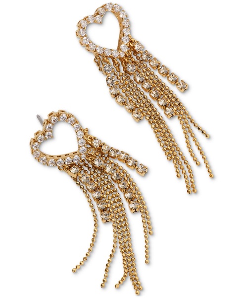 by Nadri 18k Gold-Plated Cubic Zirconia Heart & Chain Fringe Drop Earrings