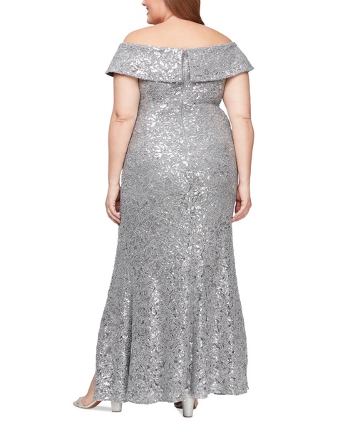 Plus Size Sequin Off-The-Shoulder Gown