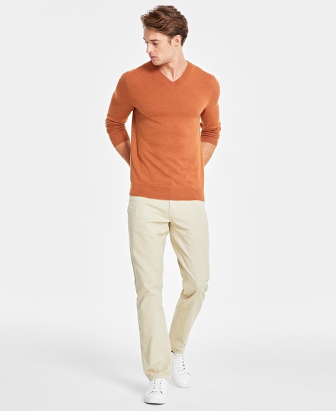 Men's Long-Sleeve V-Neck Merino Sweater, Created for Macy's