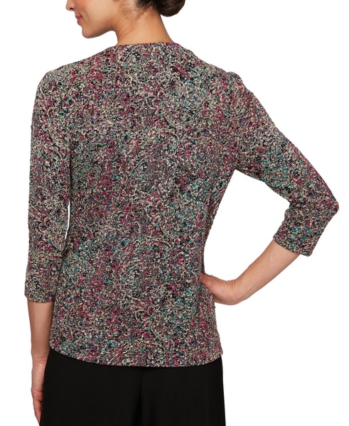 Petite 3/4-Sleeve Jacquard Jacket & Tank Top Set