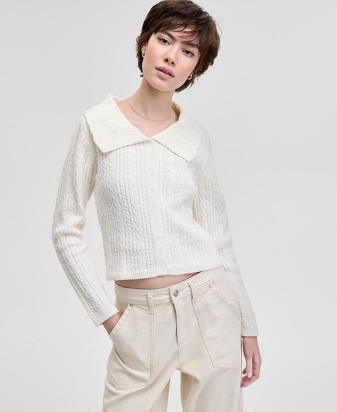 Women's Collared Cable Cardigan, Exclusively at Macy's