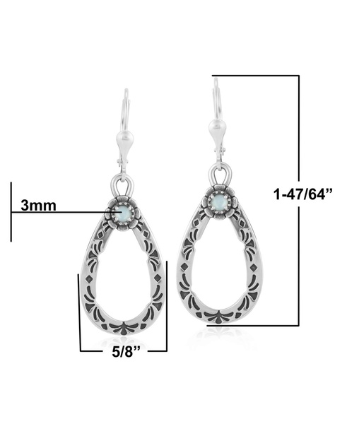 Sterling Silver White Mother of Pearl Gemstone Pear Shaped Lever Back Earrings