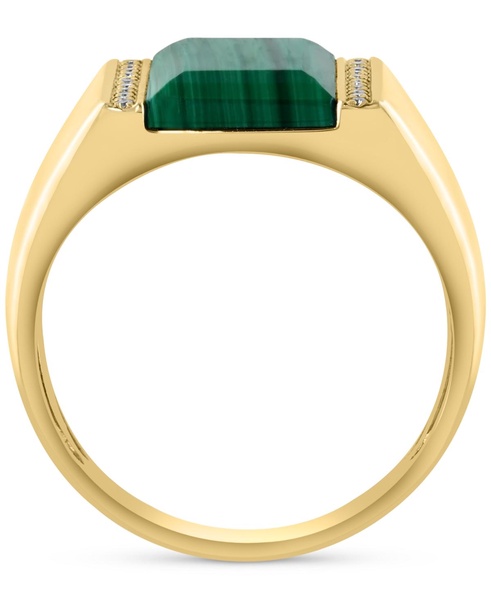EFFY® Men's Malachite & Diamond (1/10 ct. t.w.) Ring in Gold-Plated Sterling Silver
