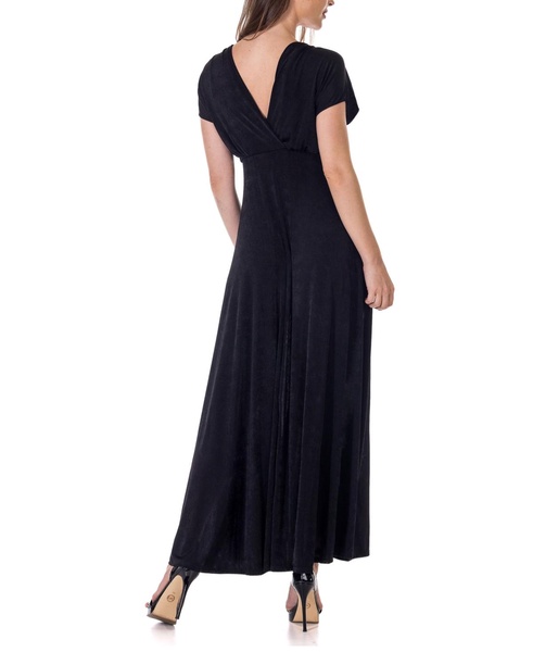 Flutter Sleeve Metallic Knit Maxi Dress