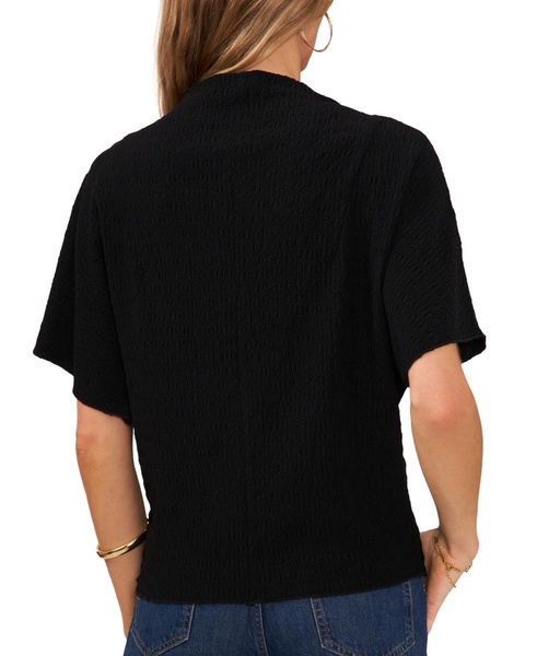 Women's Textured High Neck Wide Sleeve Top