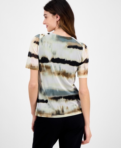 Women's Watercolor-Print Elbow-Sleeve Top