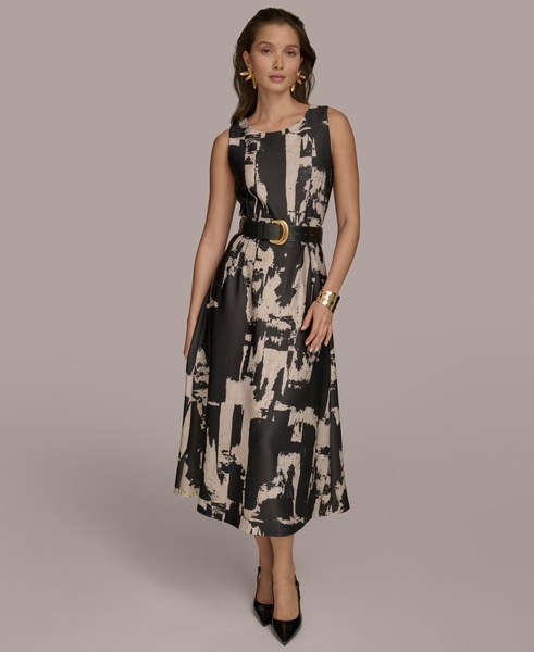 Women's Printed Belted A-Line Dress