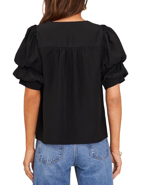 Women's V-neck Tiered Bubble Short-Sleeve Top