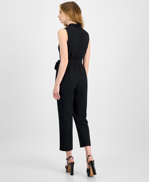 Women's Shawl-Collar Belted Straight-Leg Jumpsuit, Exclusively at Macy's