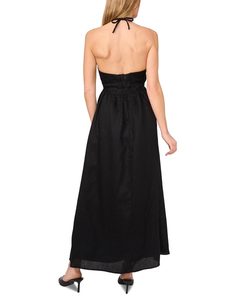 Women's Keyhole Halter Open-Back Maxi Dress