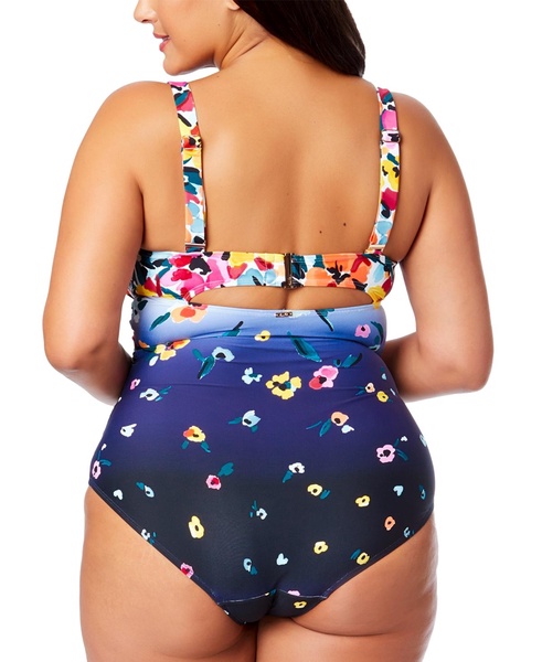 Plus Size Floral-Print Draped-Front Underwire One-Piece Swimsuit
