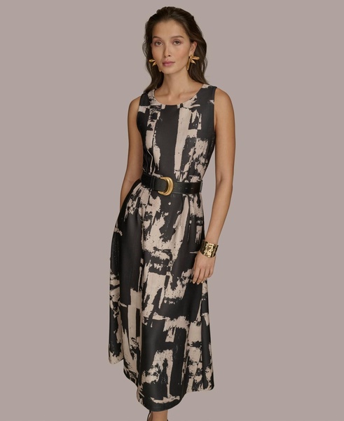 Women's Printed Belted A-Line Dress