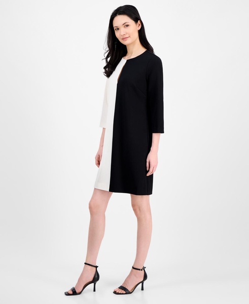 Women's Colorblocked 3/4-Sleeve Shift Dress