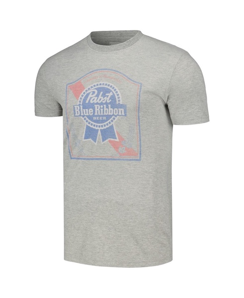 Men's Heather Gray Distressed Pabst Blue Ribbon Vintage-Like Fade T-shirt