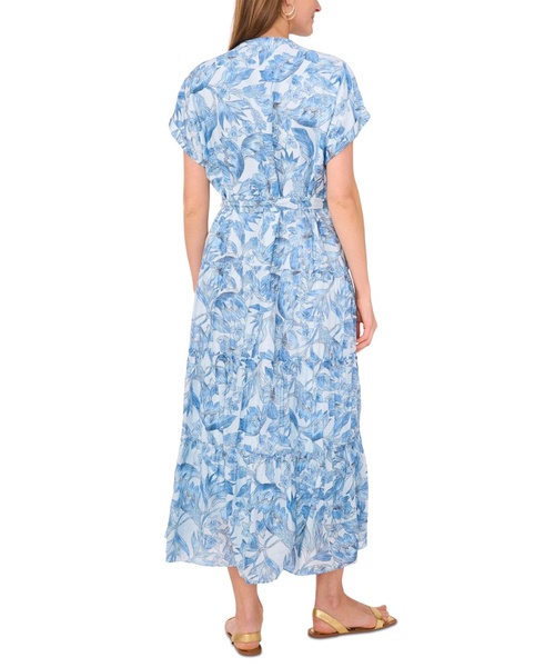 Women's Printed Split-Neck Maxi Dress