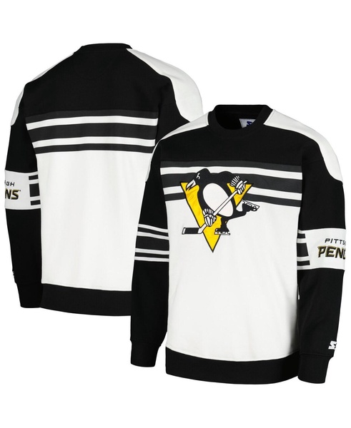 Men's White Pittsburgh Penguins Defense Fleece Crewneck Pullover Sweatshirt