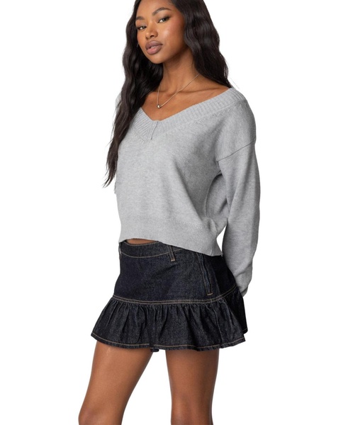 Womens Eli Oversized V Neck Knit Top