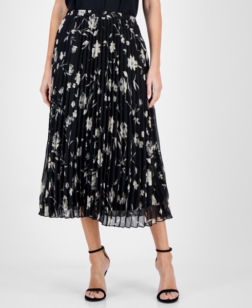 Chiffon Pull-On Pleated Skirt
